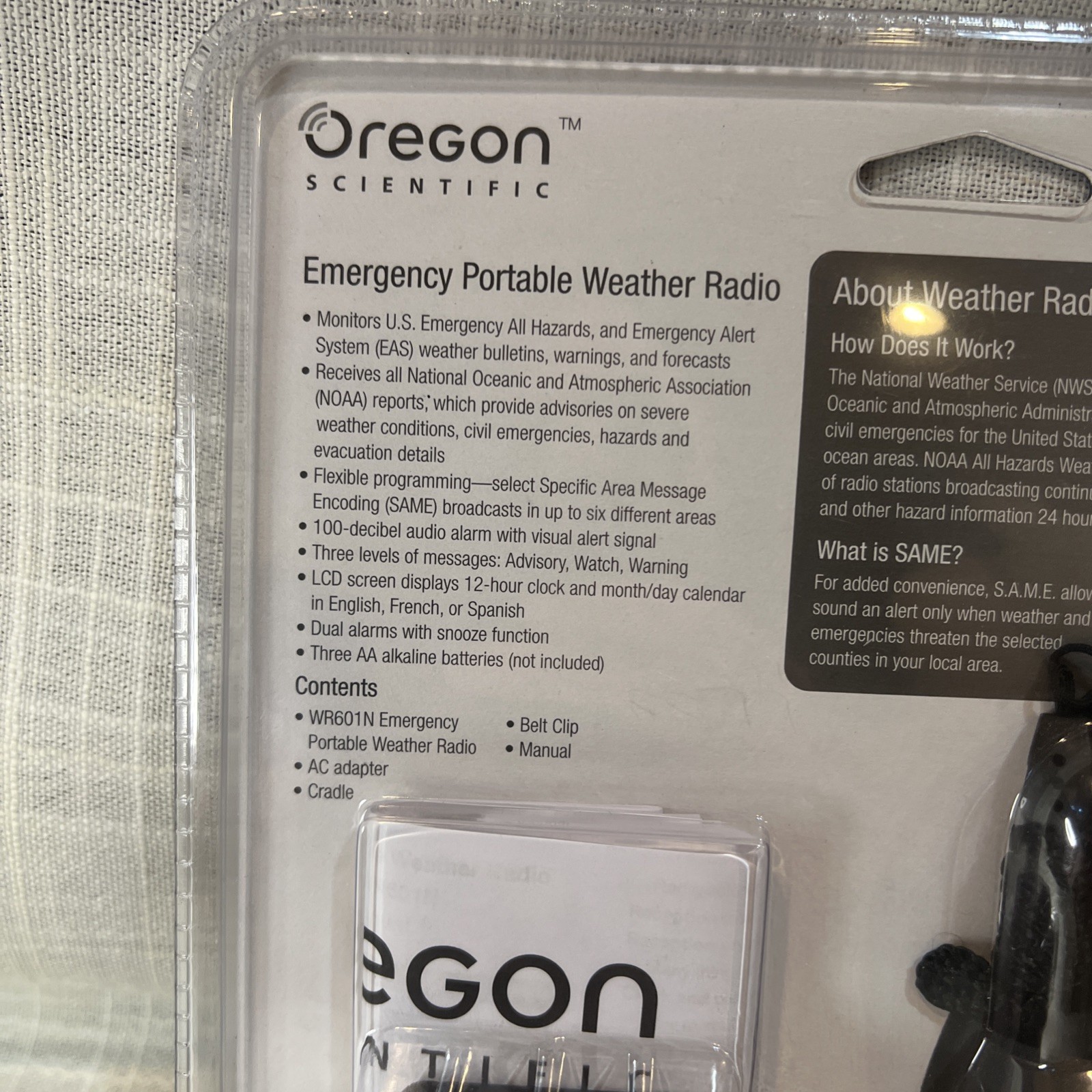 Oregon Scientific Emergency Portable Weather Radio WR601N NOAA All Hazards