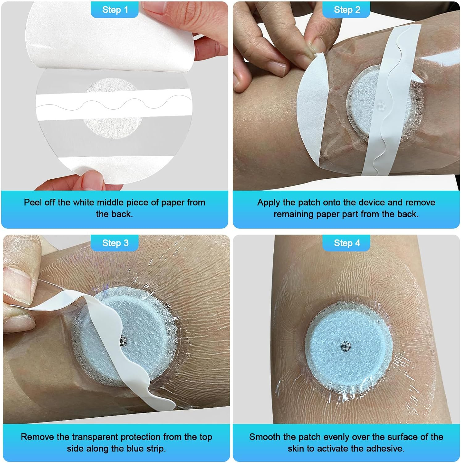 Libre 2 Sensor Covers Waterproof 55 Pack,Transparent Waterproof Adhesive Patch,