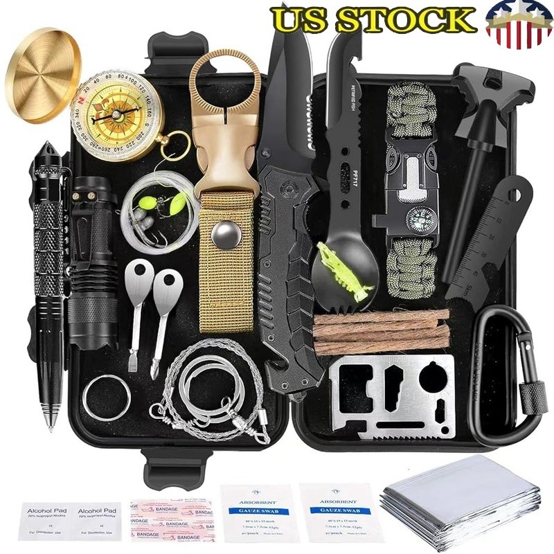 Tactical Survival Gear Kit 35-Piece Tools Portable Emergency Outdoor Adventure