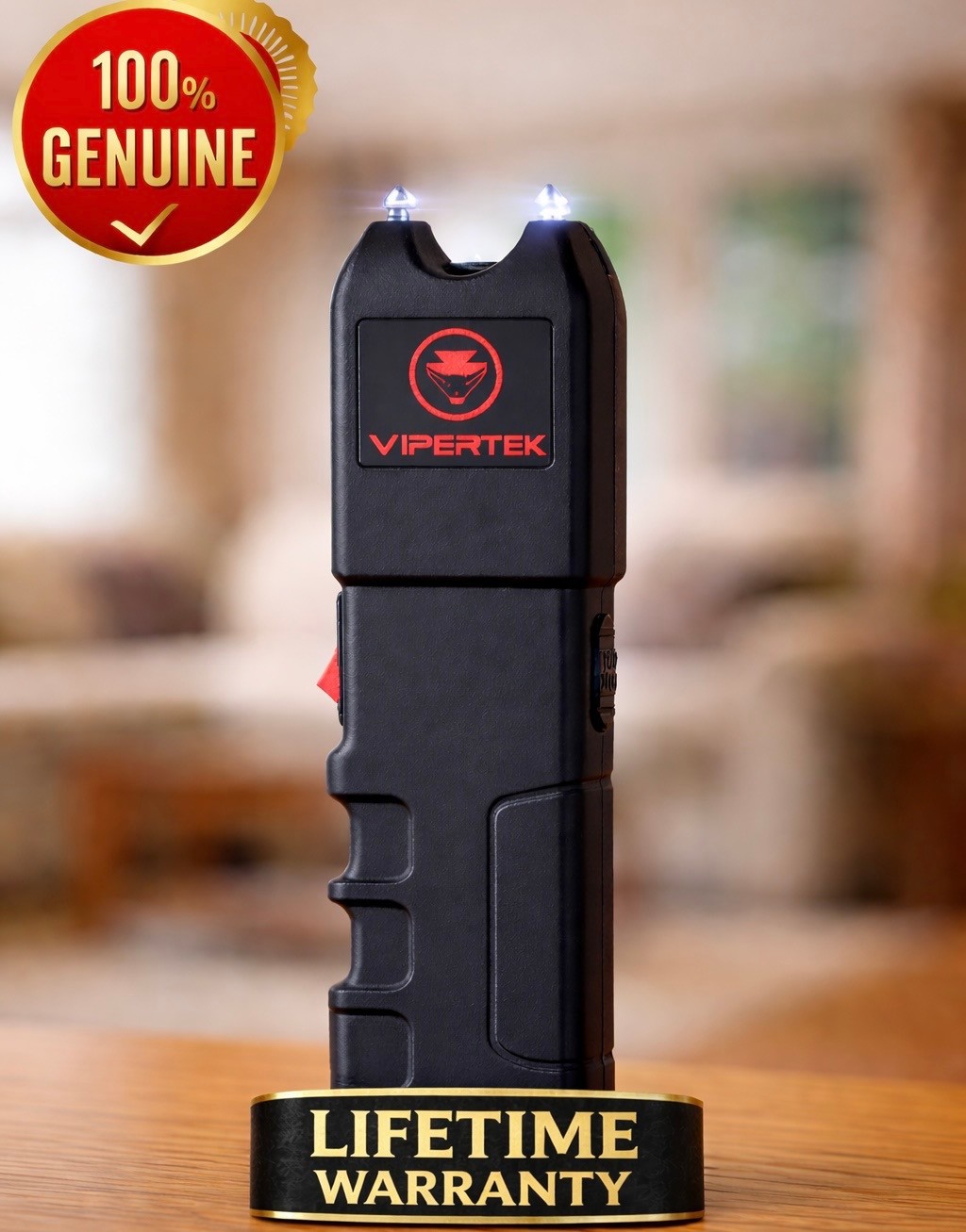 VIPERTEK Tactical Stun Gun Self Defense Rechargeable 700BV with LED Light + Case