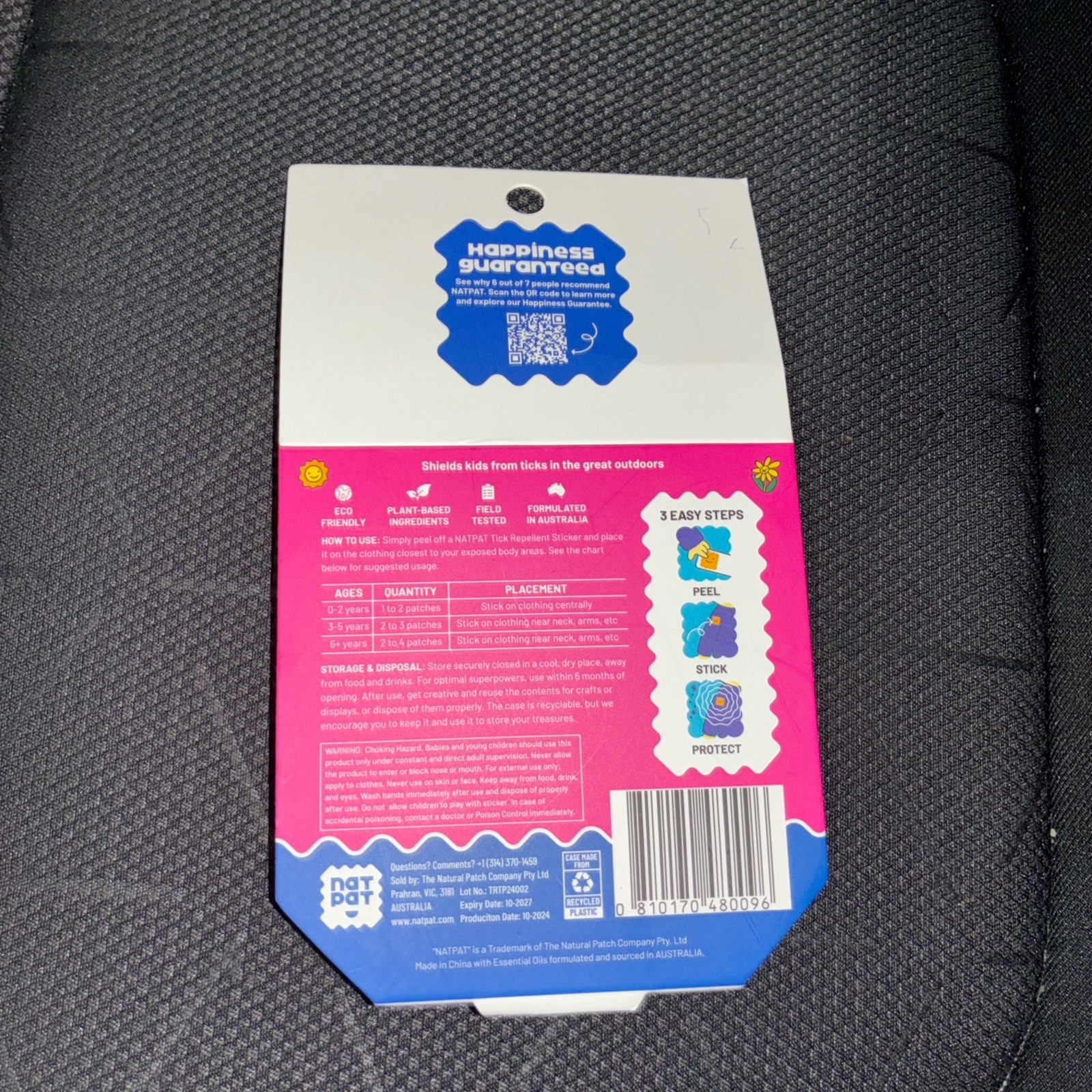 Lot of 2 Packs (48) NATPAT TrailPatch Tick Stickers for Kids All Natural NWT