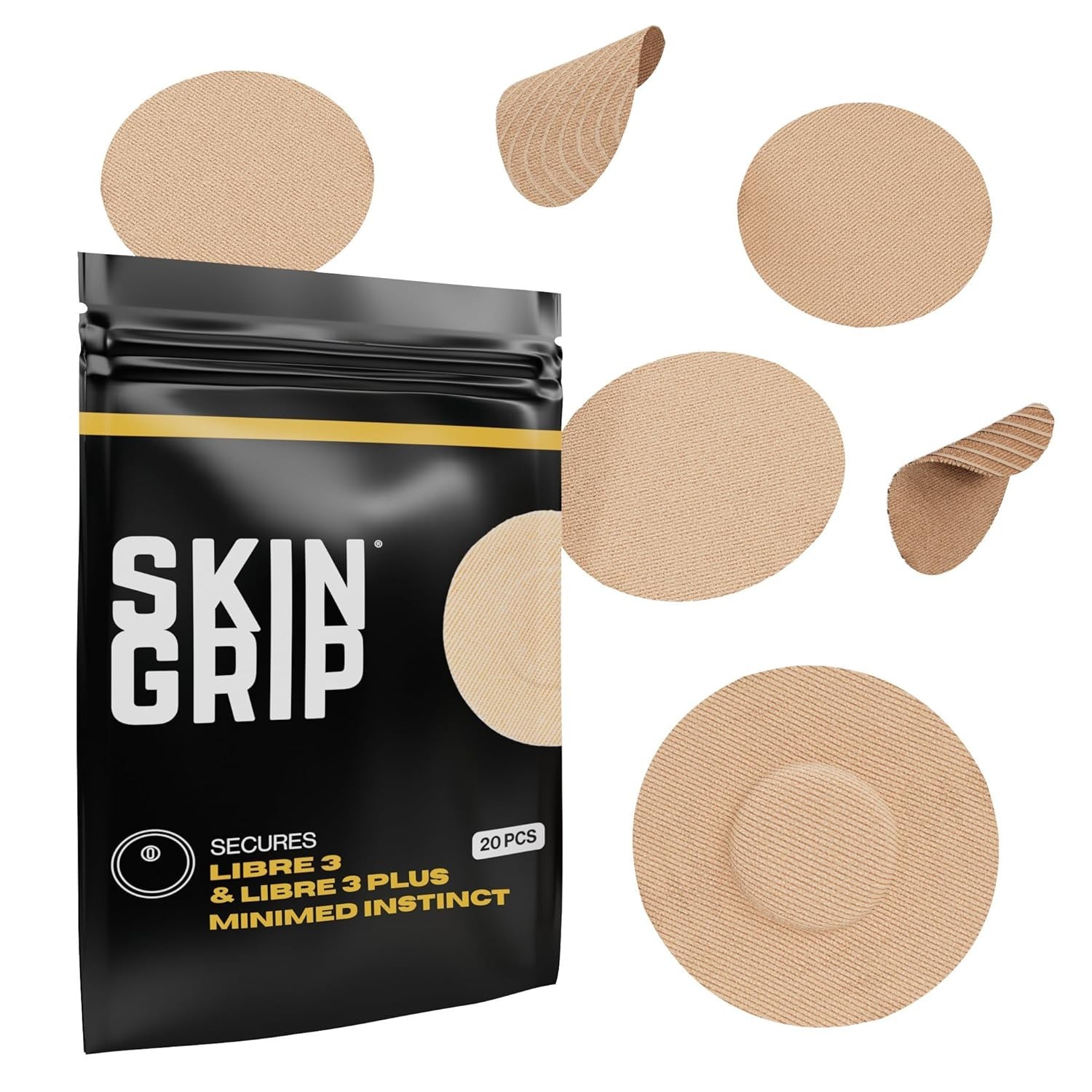 Long-Lasting Waterproof Sensor Covers for Freestyle Libre 3 – 20 Tan Patches