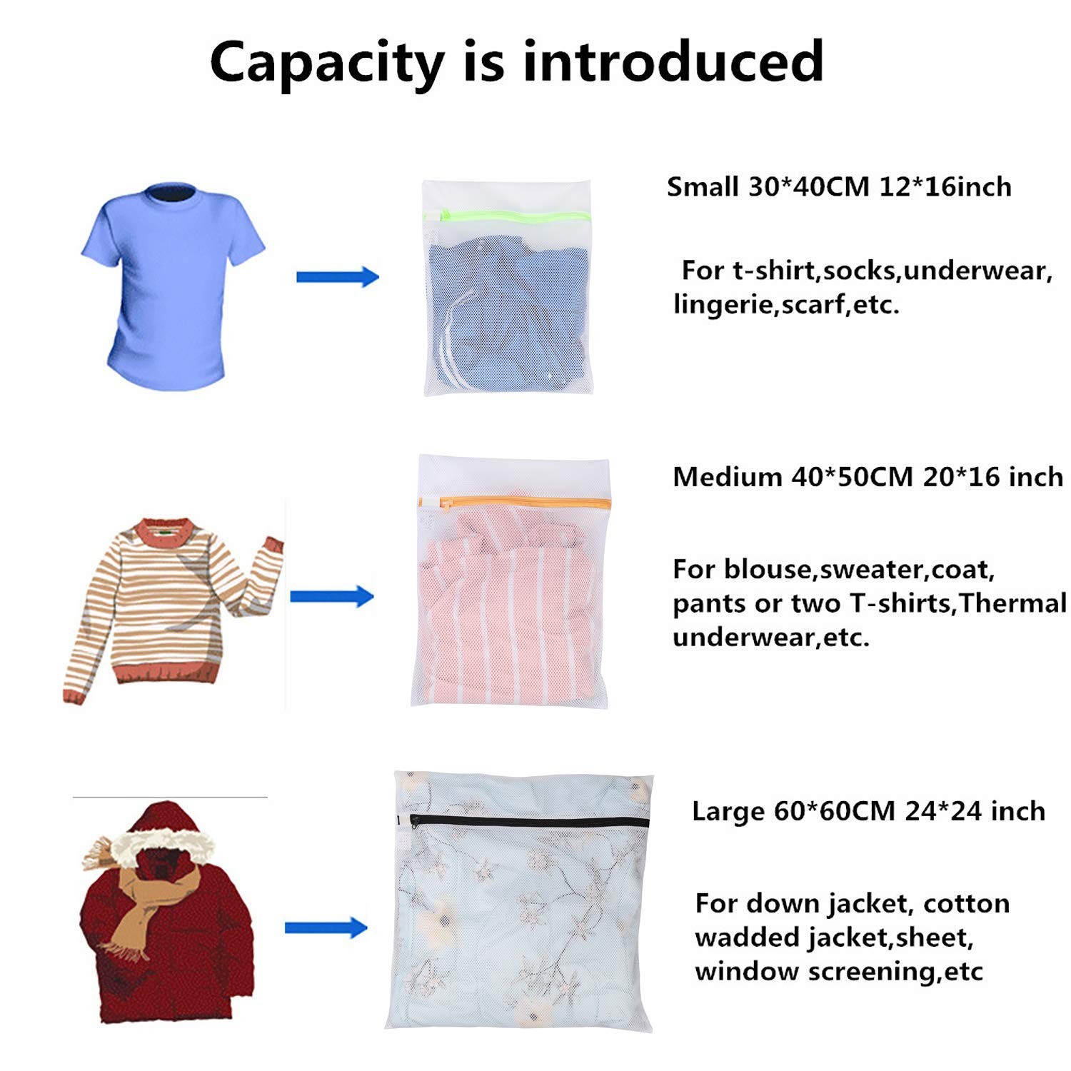 BAGAIL Laundry Bags Mesh Wash Bag 1XL,2L,2M,2 Bra Bags, Pearl White-Fine