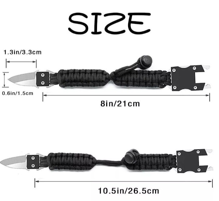 2 Pack Black Paracord Tactical Bracelet Survival Gear EDC Tactical Gift US