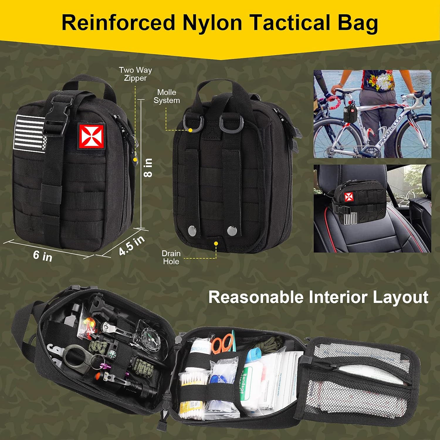 248PCS Survival Kit First Aid Tactical Gear Camping Emergency Molle Bag