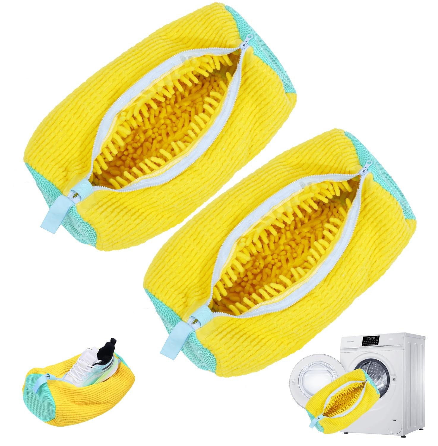 Xan Concept 2Pcs Shoe Washing Machine Bag,Cleaning Bag for XX-Large, Yellow