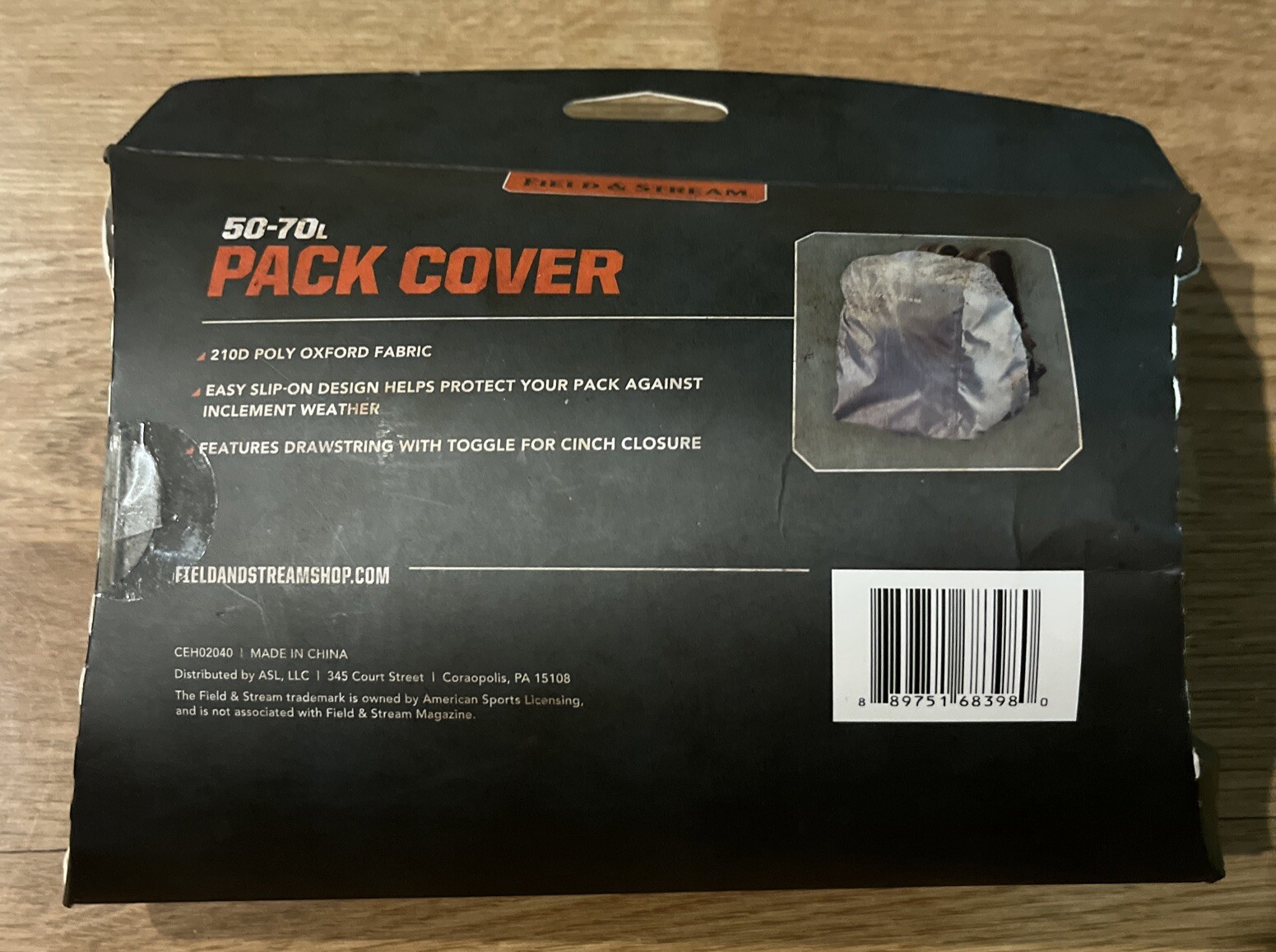 Field & Stream 50-70L Pack Cover 210d Poly Oxford Fabric Easy Slip-On Design