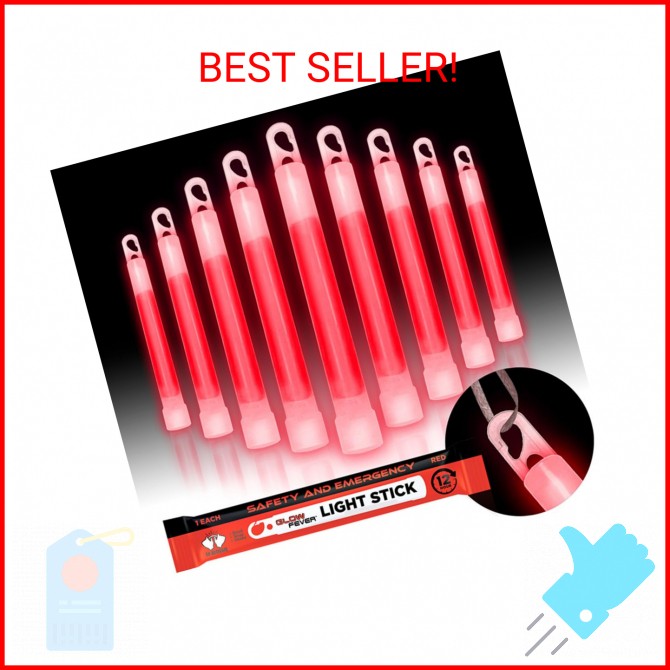 Glow Fever Emergency Safety Military Grade Glow Sticks; 10pcs, 6″ Ultra Bright G