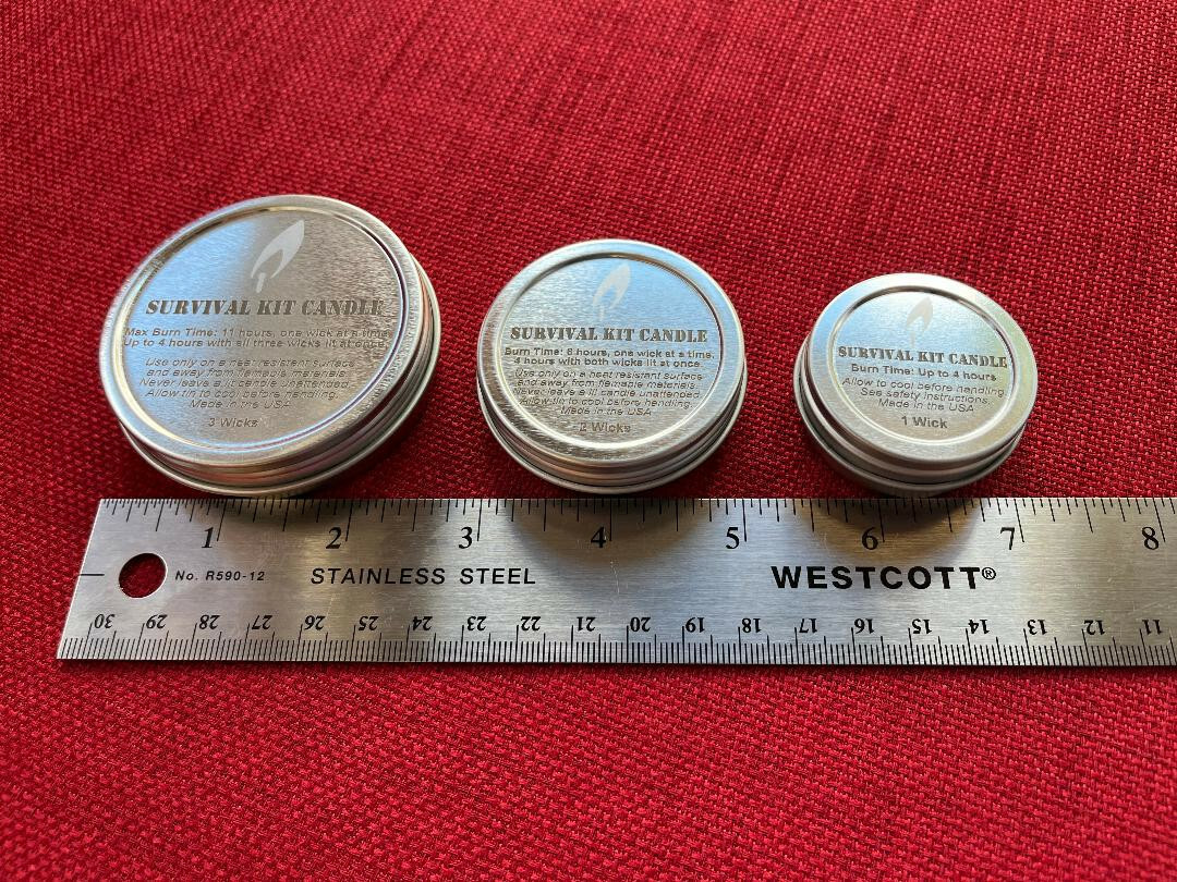 Survival Kit Candles, Set of Three Sizes. New Emergency Candles.