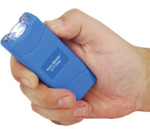 STUN MASTER POLICE Stun Gun BLUE 12 MV Mini Rechargeable LED Flashlight Case NEW
