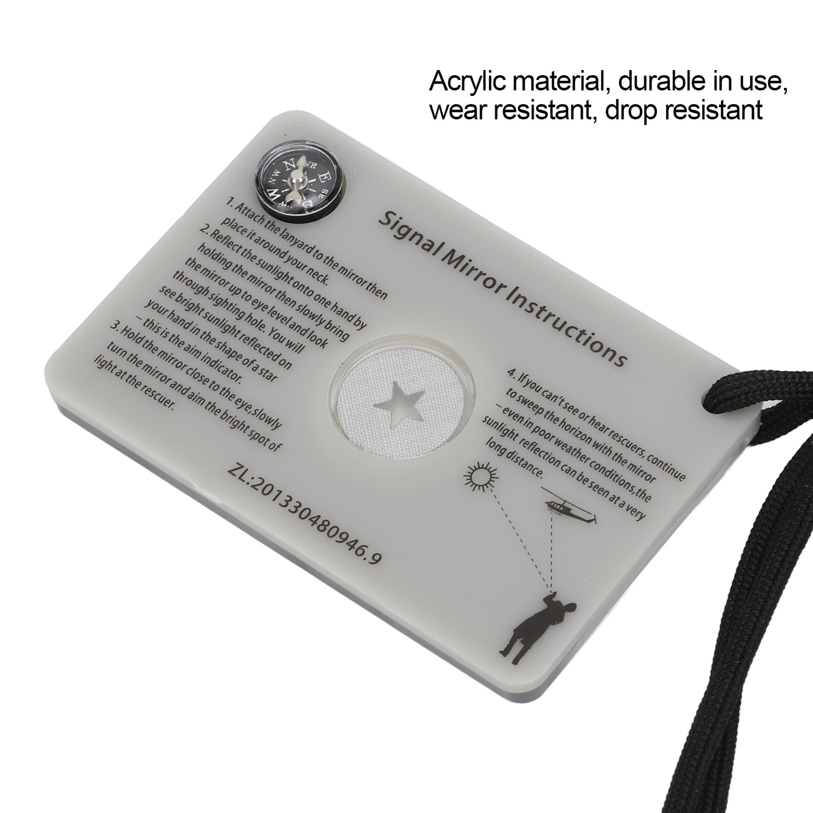 Survival Emergency Signal Mirror With Lanyard Reflector Glass Mirror Forˇ