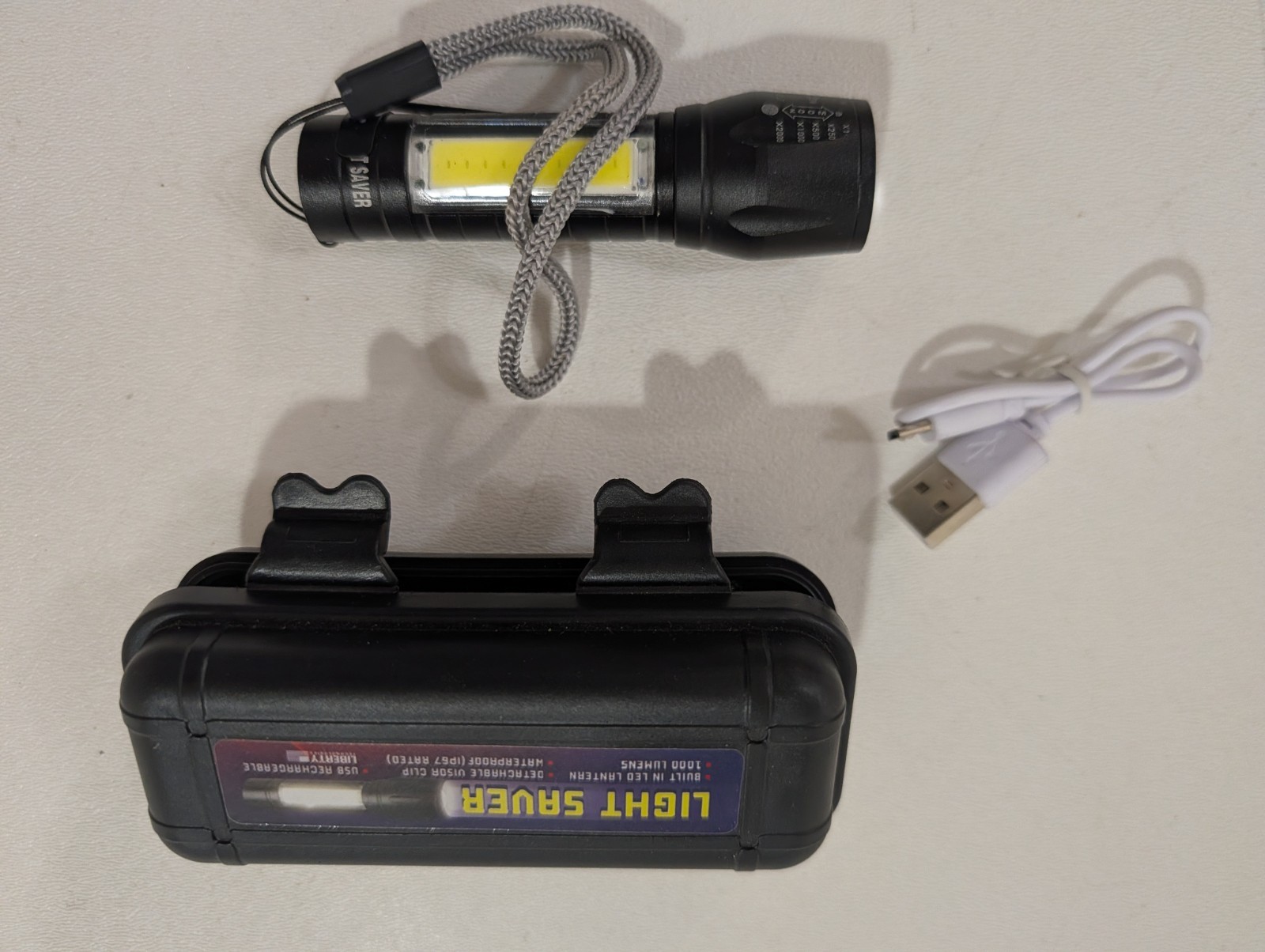 Light Saver LED Tactical Flashlight, USB Rechargeable, Waterproof, Ultra Compact