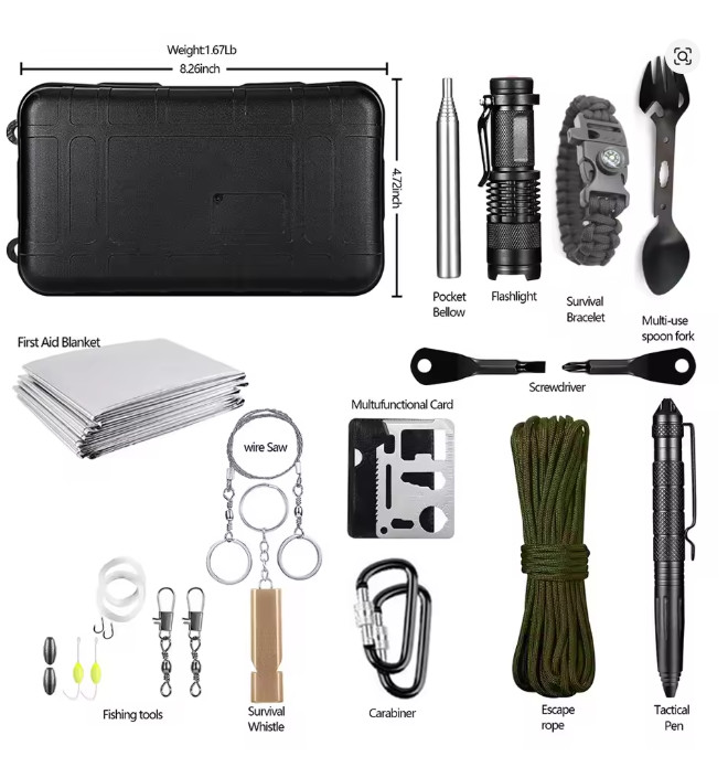 Professional Emergency Survival Kit Gear Camping Multifunction Tactical….