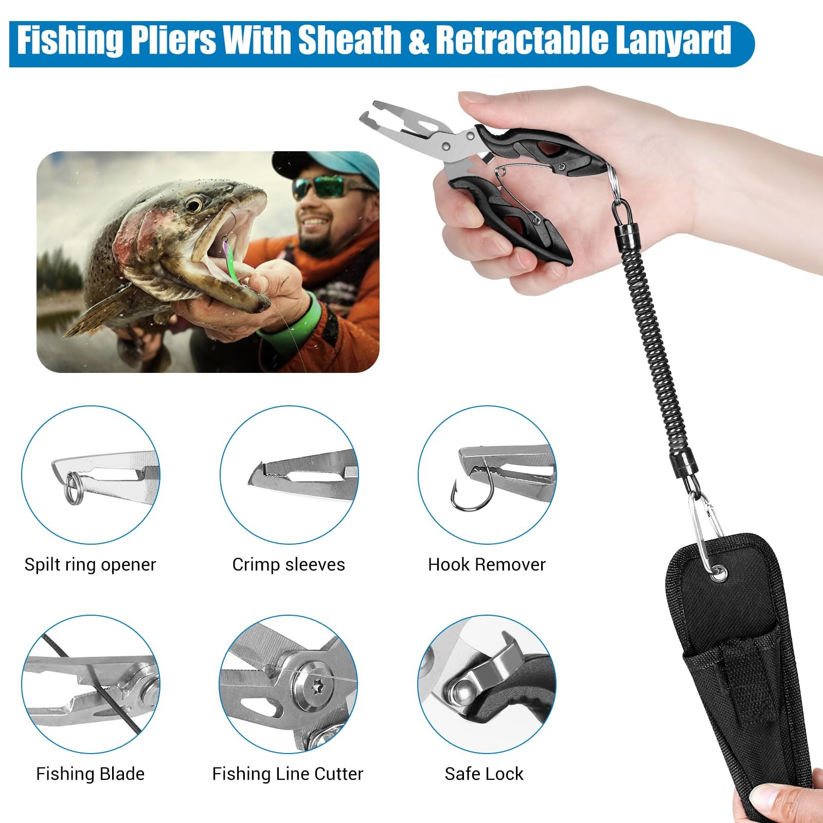 3 Layers Fishing Tackle Box, 213Pcs Lures Kit 11X6X5 inches, black