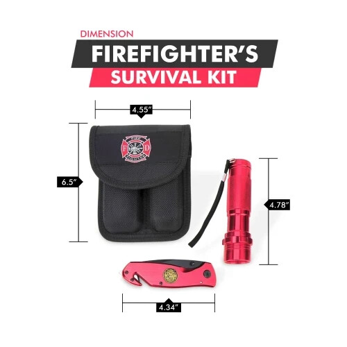 Firefighter Survival Knife and Flashlight Set by BarTech Pro ^c