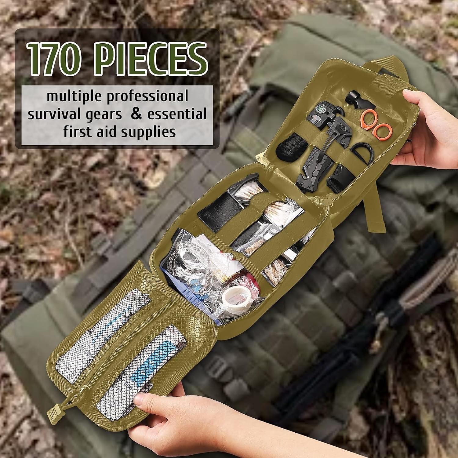 Survival Kit 170 Pcs First Aid Medical Gear Emergency Camping Backpacking
