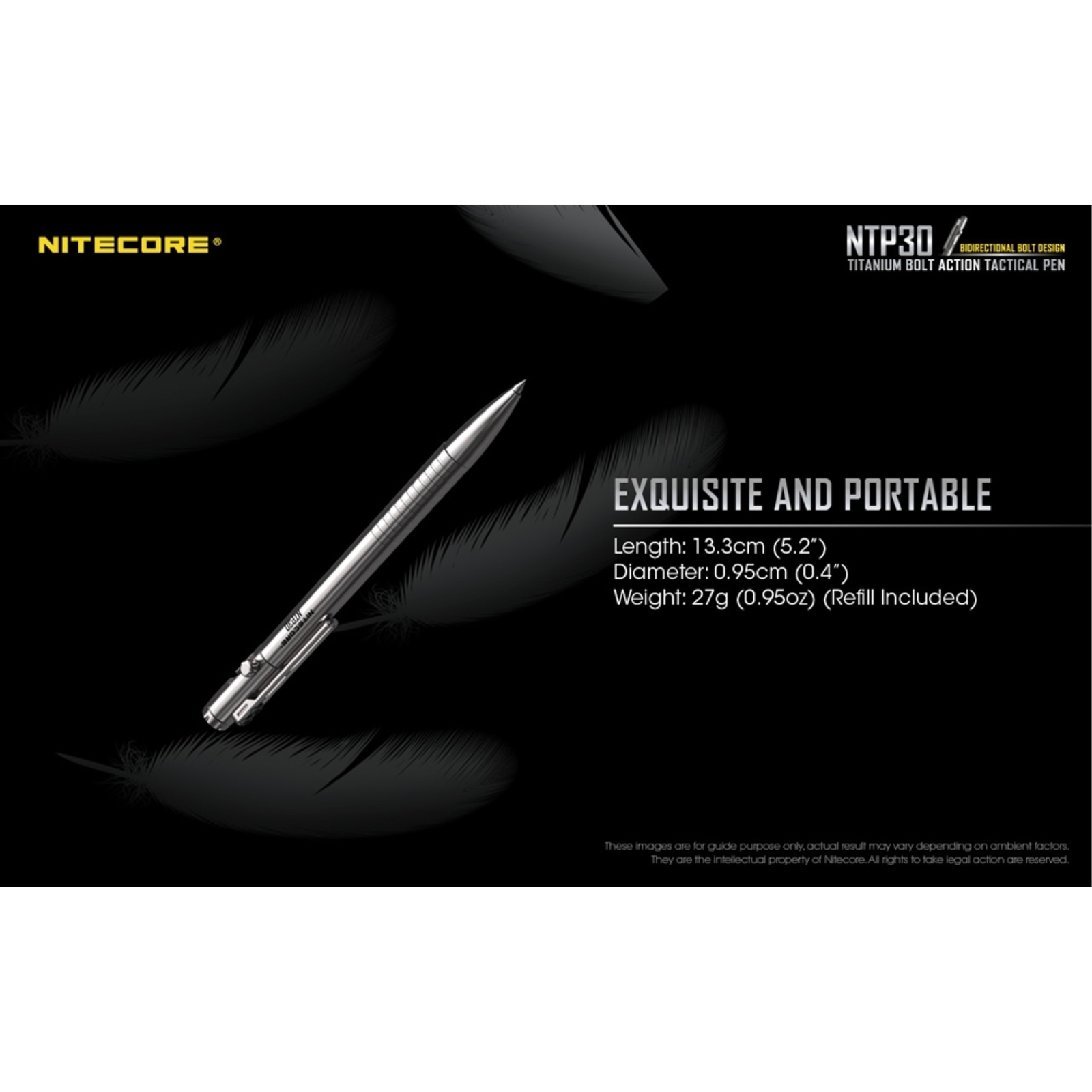 ~NEW~ Nitecore NTP30 Titanium Bidirectional Bolt Action Tactical Pen