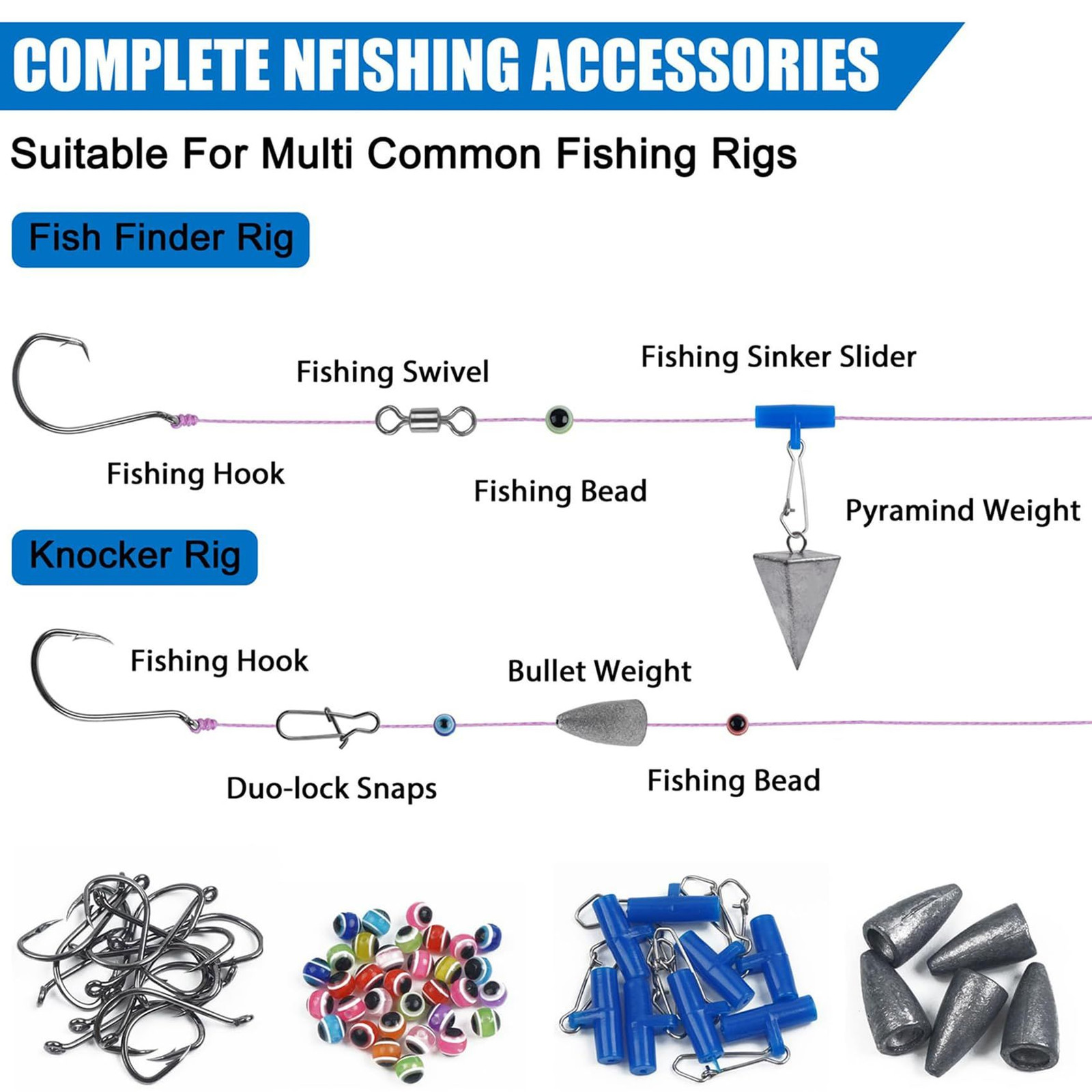 210pcs Fishing Accessories Kit, Tackle Box with Silver