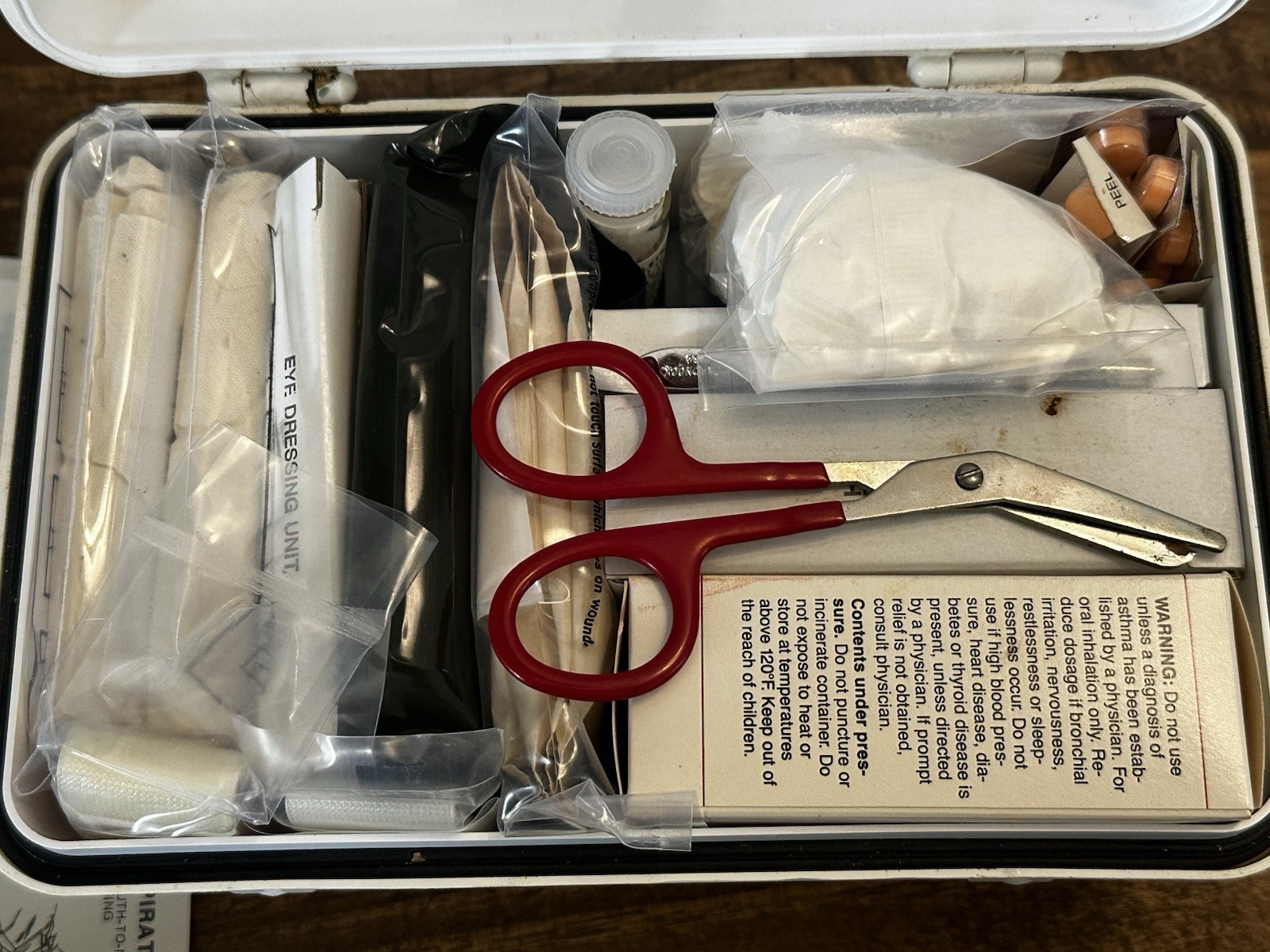 VTG Fraass Survival Kit Lot #402 Durable Plastic Box W/contents New Old Stock