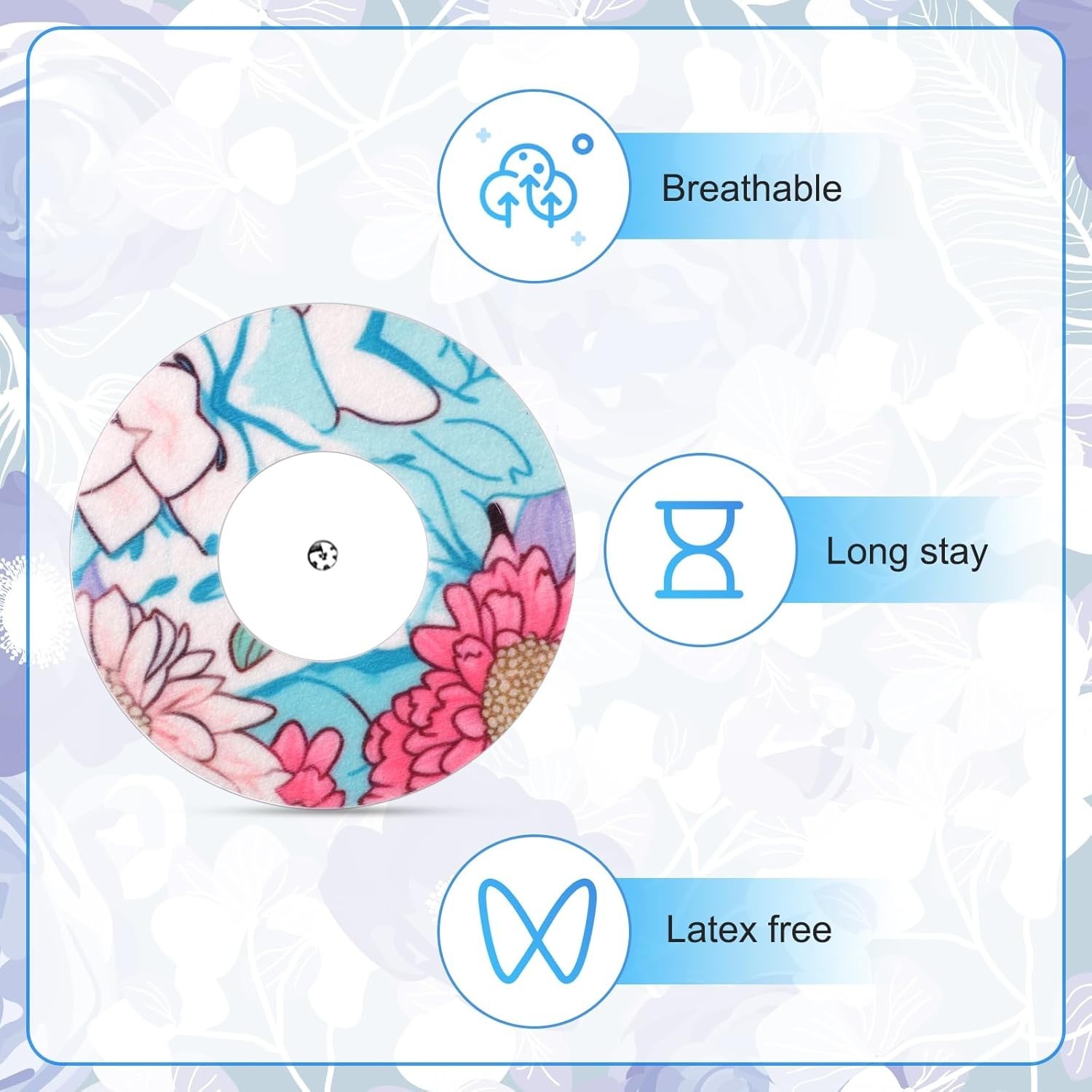 25Pcs Waterproof Flower Pattern Sensor Covers for Libre 1/2 – Breathable, Non…