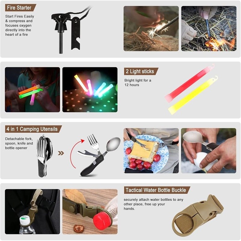 238Pcs Emergency Survival Kit and First Aid Kit Professional Survival Gear Tool