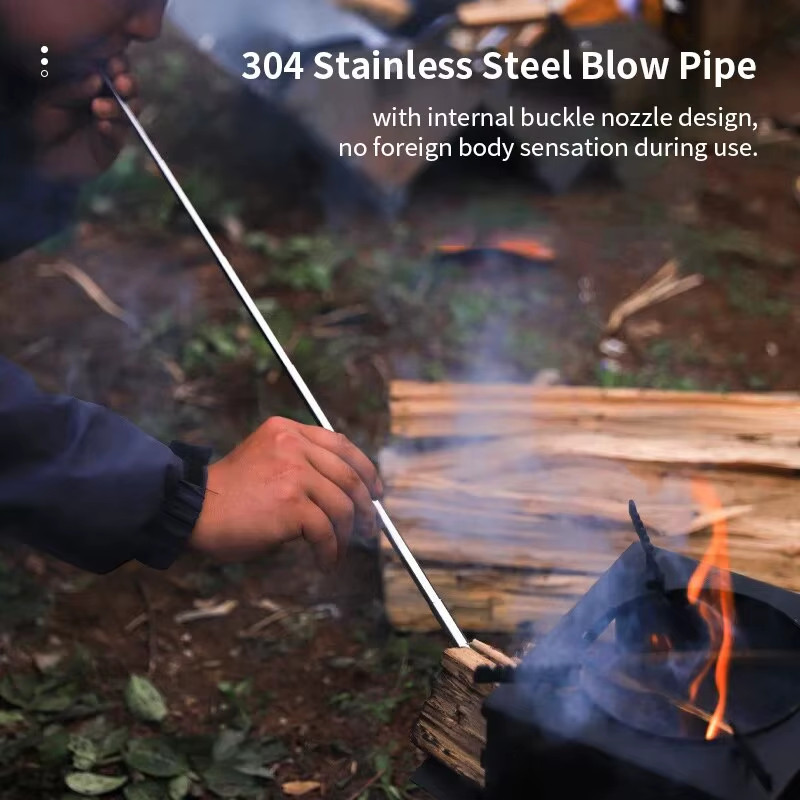 Outdoor Camping Blow Fire Tube Blowpipe Collapsible High Effective Tiny Beach Ga