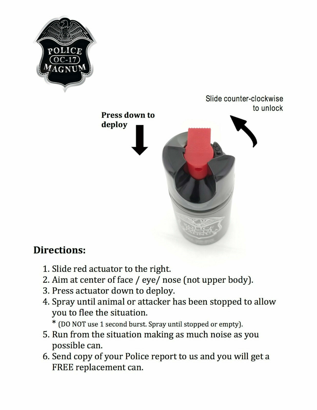 POLICE MAGNUM 2 Pack 3oz Hot Pink Safety Lock OC Pepper Spray For Self Defense