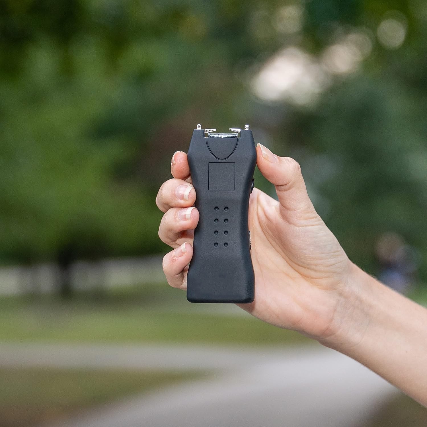 Black Rechargeable Stun Gun LED Flashlight w/ Holster Self Defense 718
