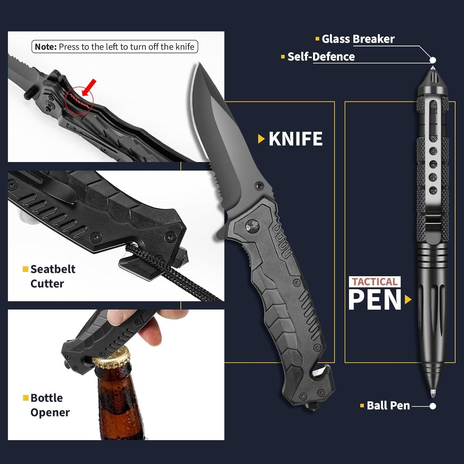 Gifts for Men Dad Husband Boyfriend Him, Survival Kits, 14 in 1 Survival Gear Ca