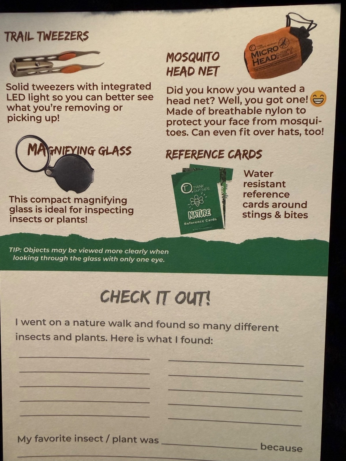 Think Outside Kids Box – Nature Kit w/ Sting & Bite Kit + Magnifier – New-retail