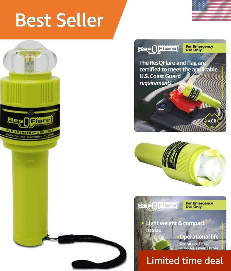 ResQFlare Waterproof E-Flare with Distress Flag – Reliable Marine Safety Tool