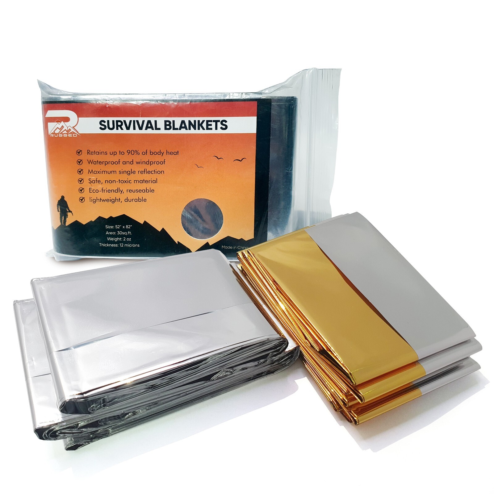 Extra Large Space Blankets 51″ X 82″ NASA Designed survival blankets