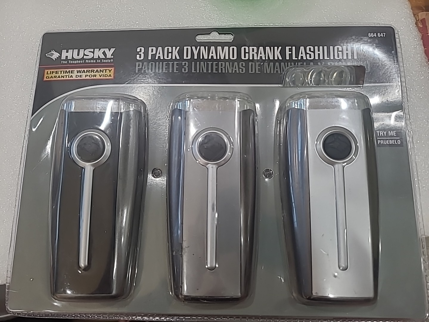 Husky 3 Pack Dynamo Crank Flashlight Survival Gear Prepare Storm NO batteries