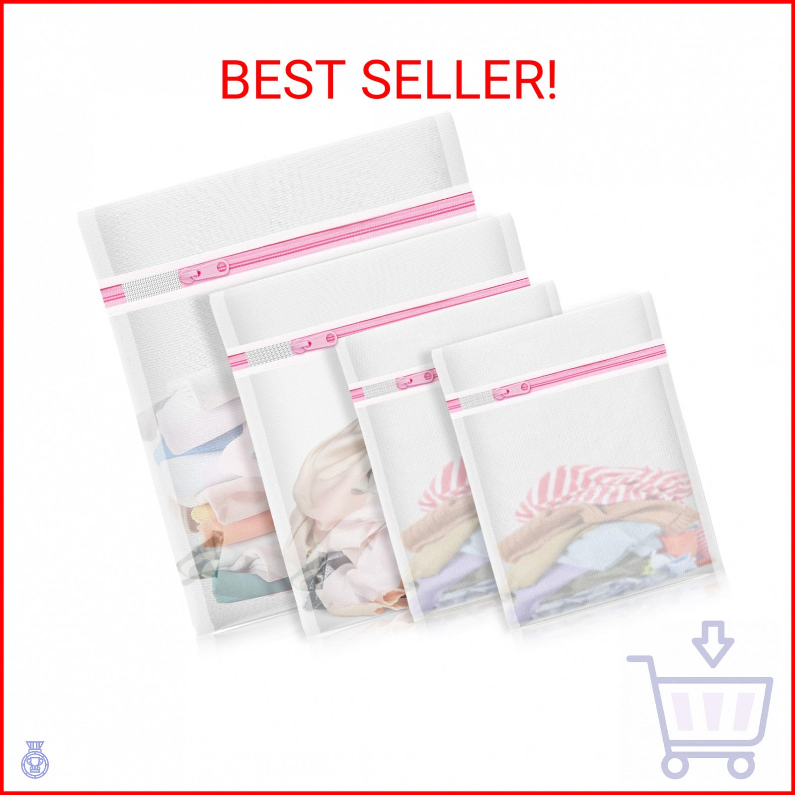4Pcs Mesh Laundry Bags, Lingerie Bags for Washing Delicates,Mesh Wash Bags for T