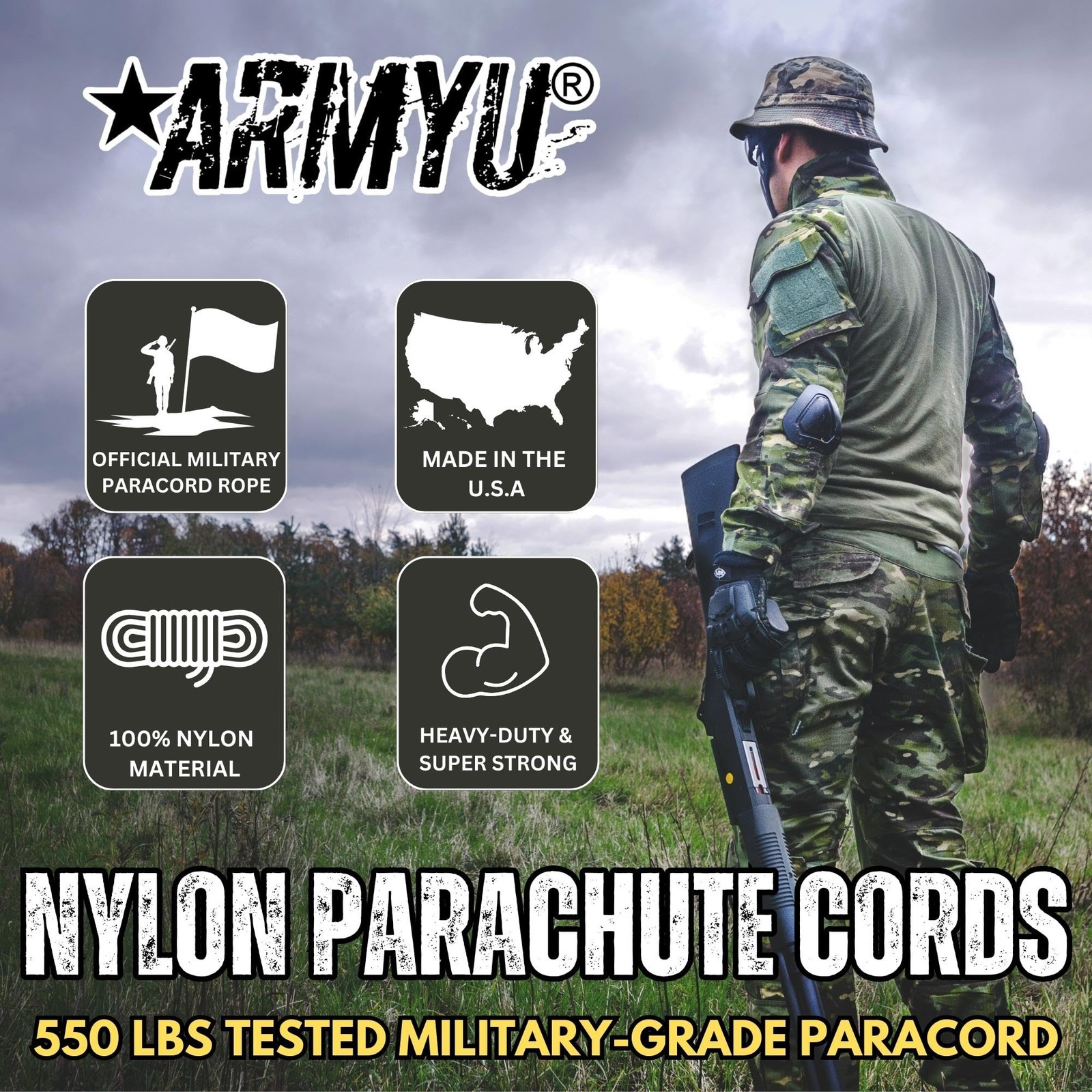 Army Universe Desert Camo Nylon Paracord 550 lbs Type 100 Feet,