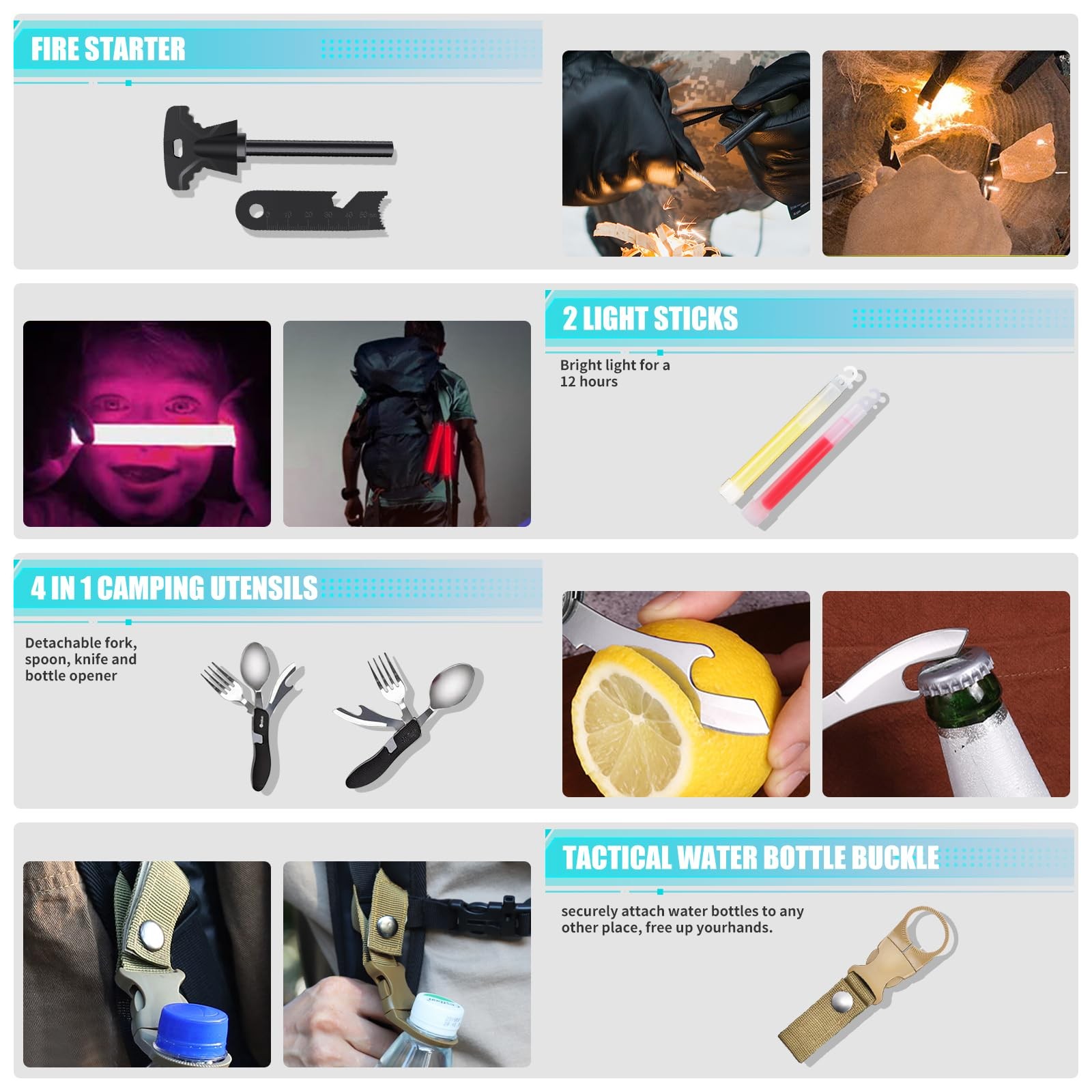 Survival Kit and First Aid Kit, 236PCS Survival Gear Camping Essentials Emerg…