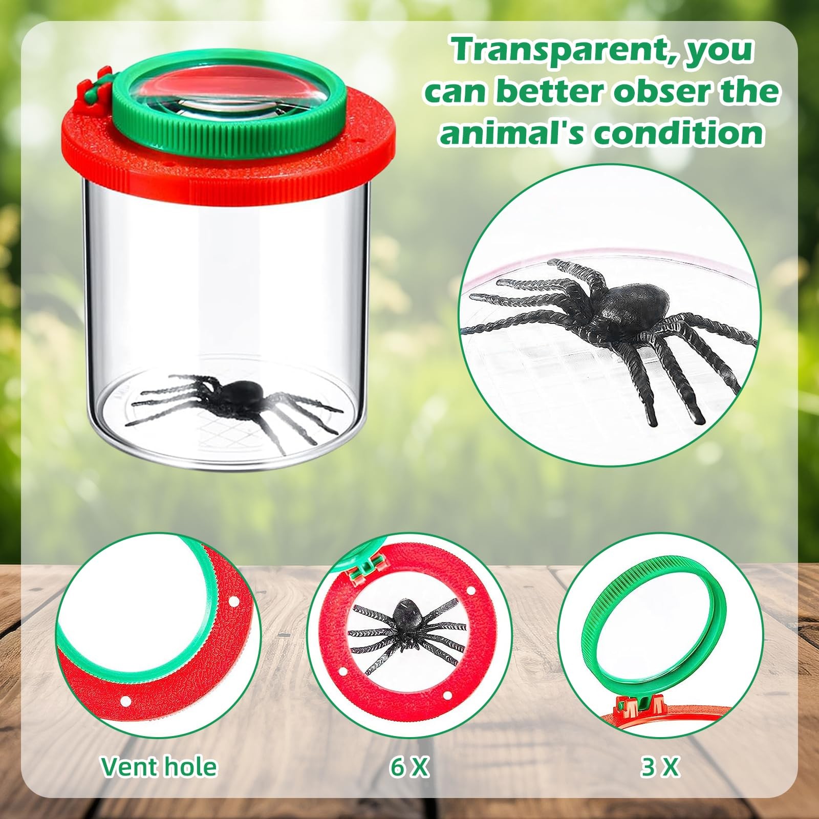 Tumbler Magnifiers for Kids, 2 Pack Magnifying Glass for Kids Insect Viewer for 3Fac…