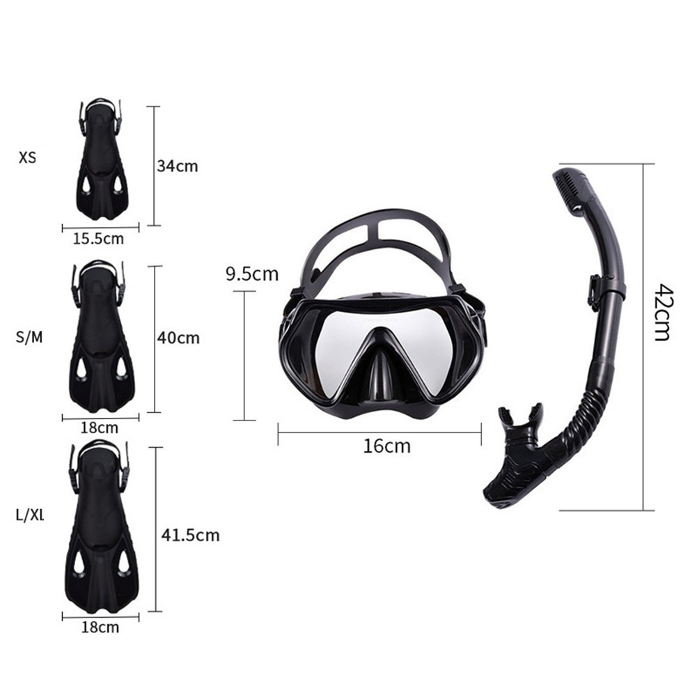 Snorkeling Set: Adjustable Mask, Dry Top Snorkel & Fins for Ultimate Comfort!