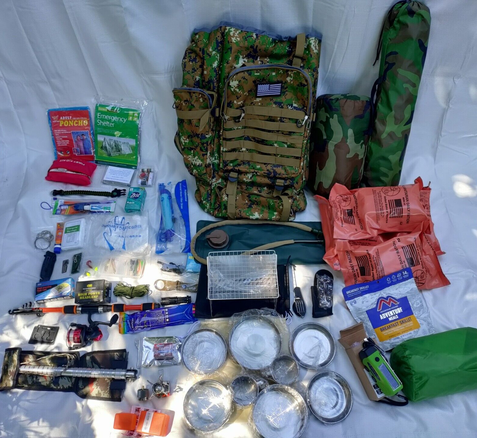 Bug out bag a must-have for backpacking, camping, hiking, full of outdoor gear