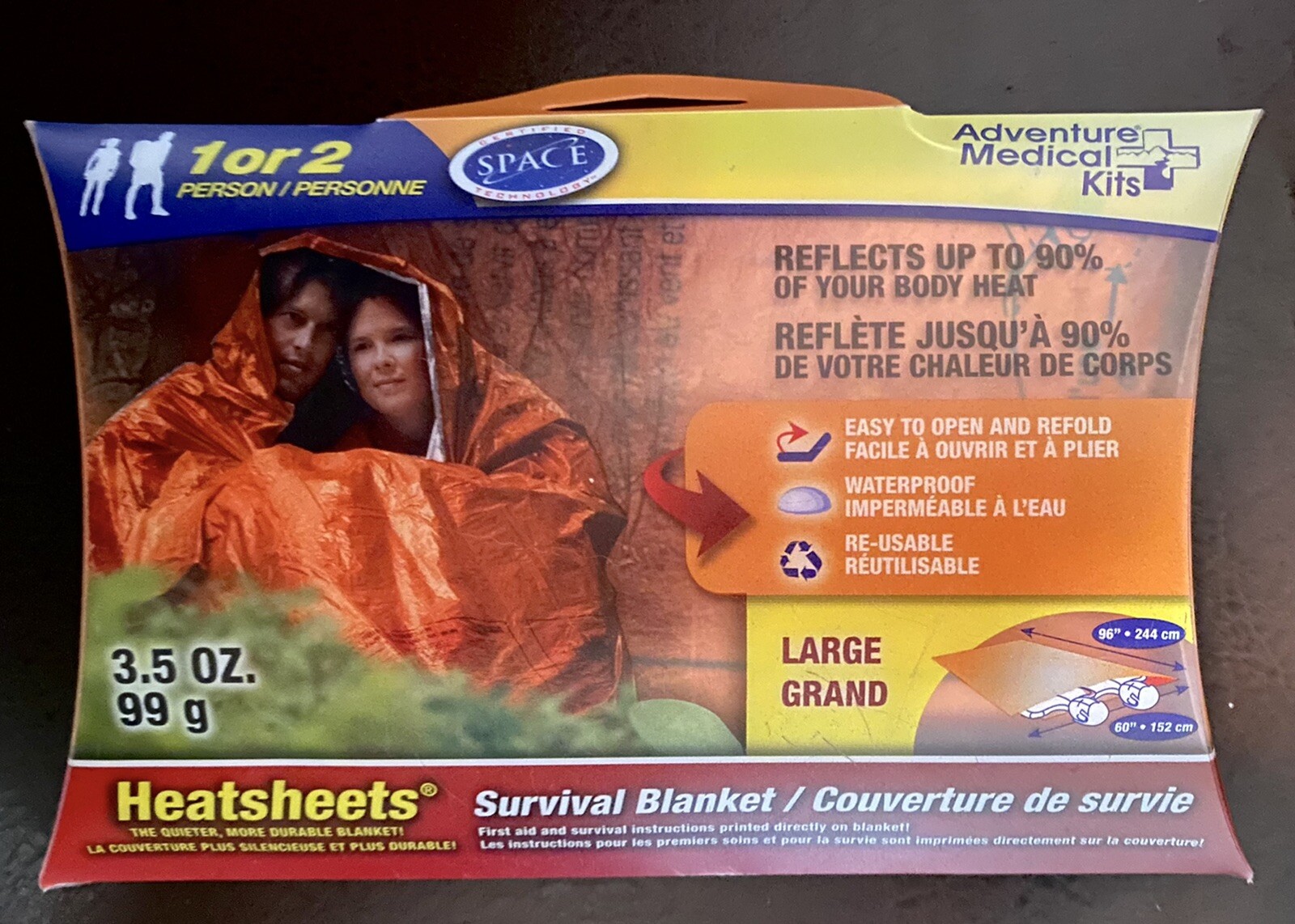 AMK Heatsheets Survival Blanket 1 or 2 Person Lge 3.5 oz.