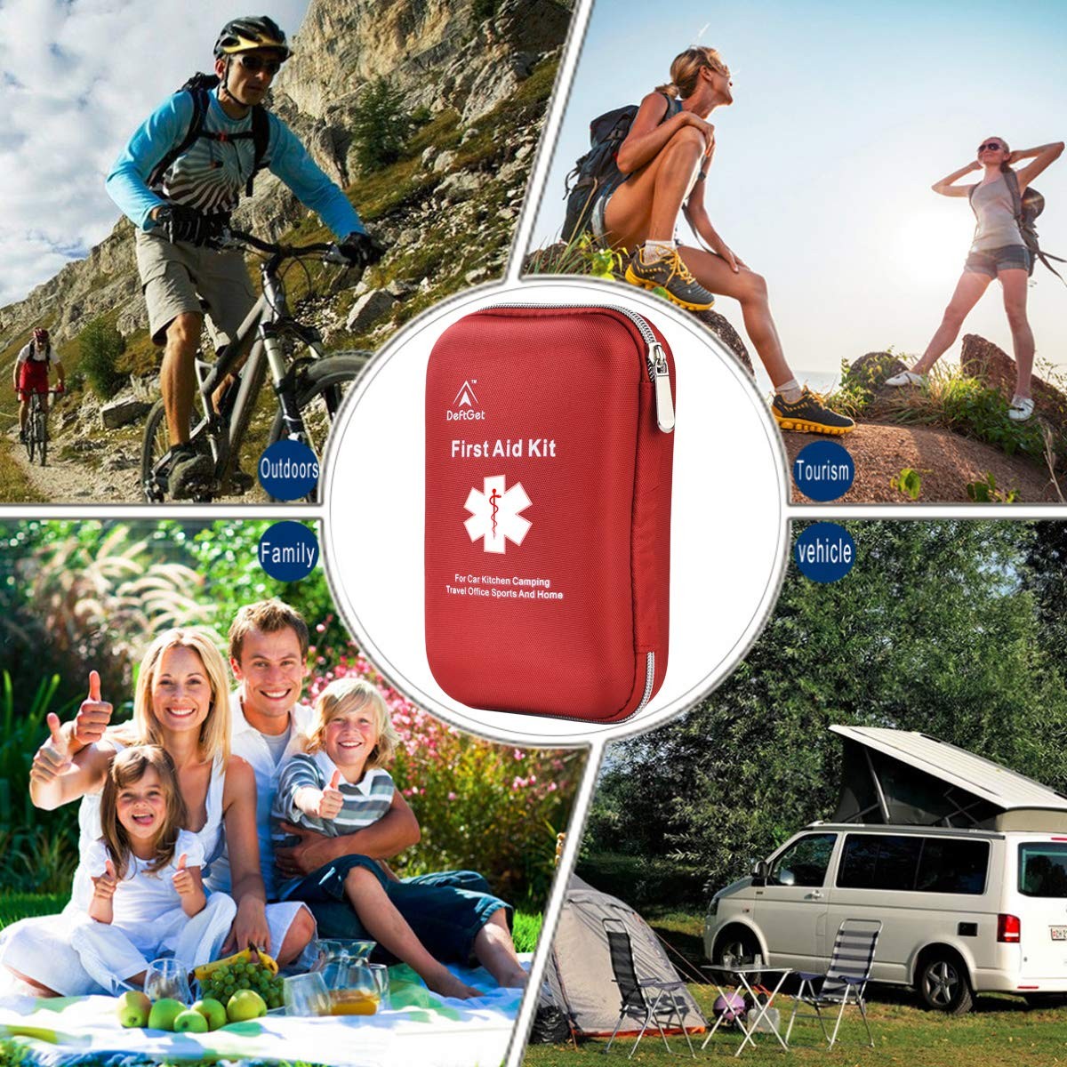 deftget 163 Pieces First Aid Kit Waterproof IFAK Molle System Ligth Red