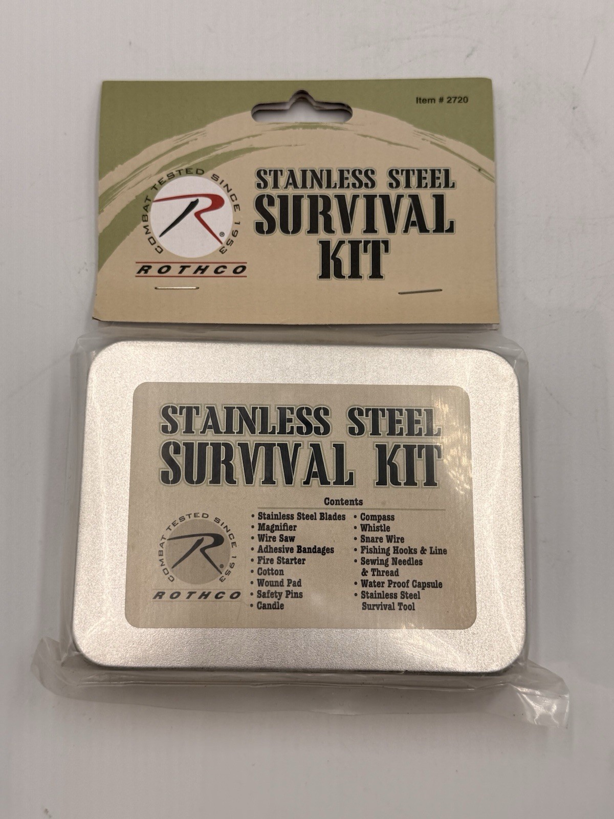 Stainless Steel Survival Kit With Compass, Whistle And Sewing Kit 2720 Rothco