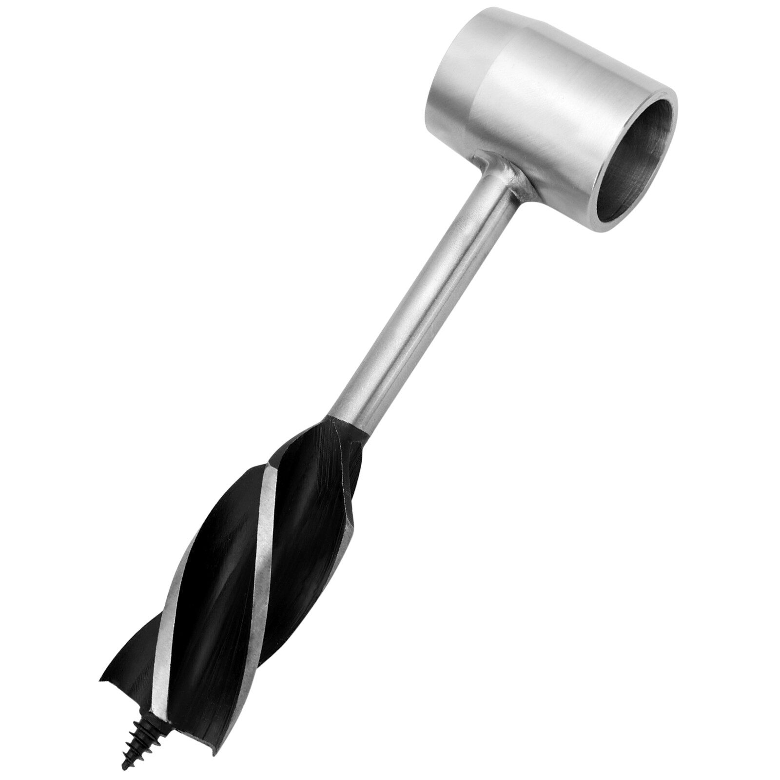 Hand Auger Wrench 1X 6.3in Stainless Steel Manual Drill with Brown Leather Case
