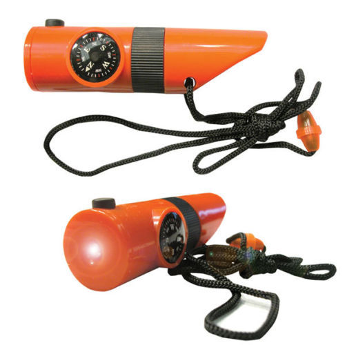 6-in-1 SURVIVAL KIT WHISTLE COMPASS MAGNIFYING GLASS SIGNAL MIRROR LED LIGHT