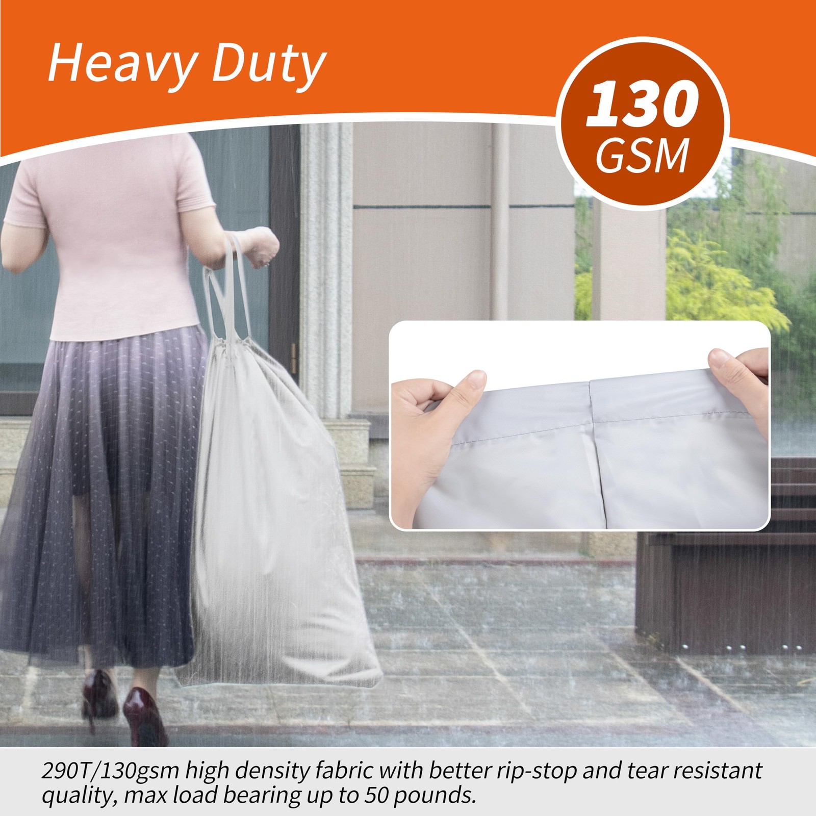 Polecasa Extra Heavy-Duty Laundry Bag 28×36”- 28″ x 36″ | 1 Pack, Silver