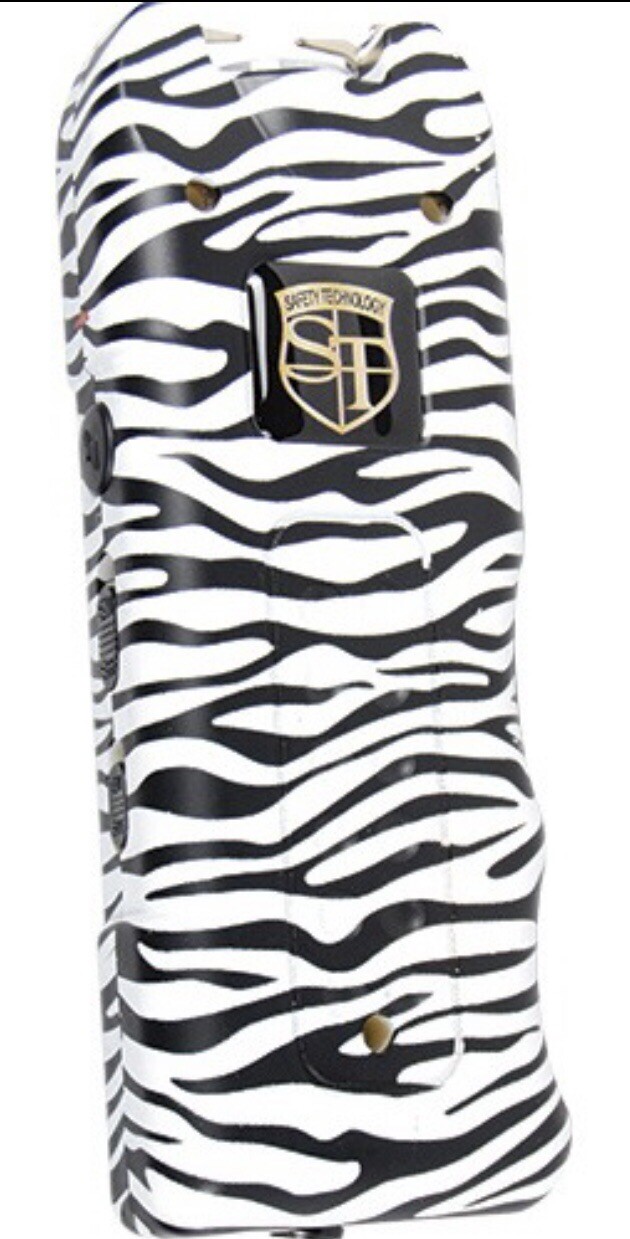 POLICE ZEBRA Rechargeable LED Stun Gun + Case PERSONAL ALARM WOMEN Self Defense