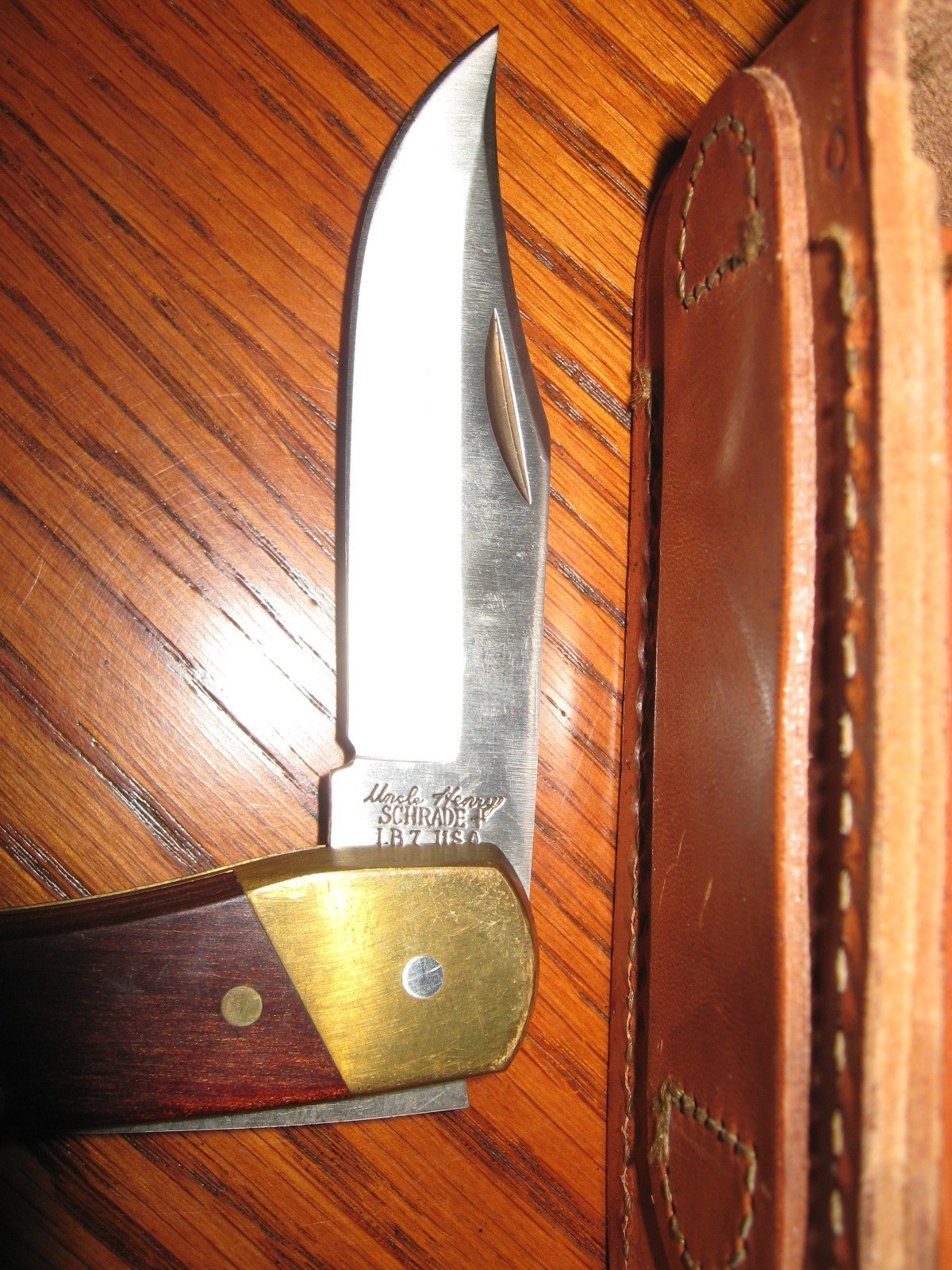 rmk99 Uncle Henry Schrade 8.7″ Folding Knife LB7 USA Wood Handle w/Sheath st135