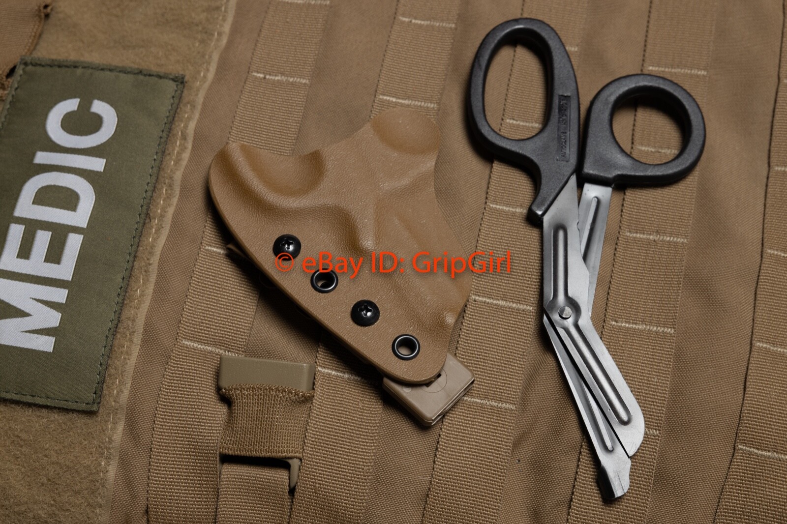 Black Trauma Shears+Coyote Kydex Sheath Holster TCCC Blow Out Kit Medic Gear EDC