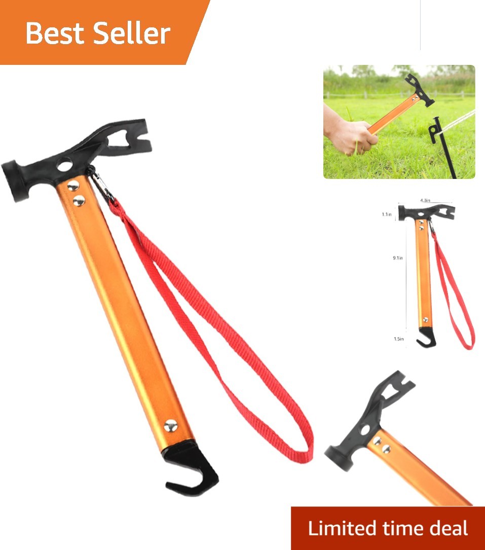 Carbon Steel Aluminum Camping Hammer, 12″ Small Lightweight Orange