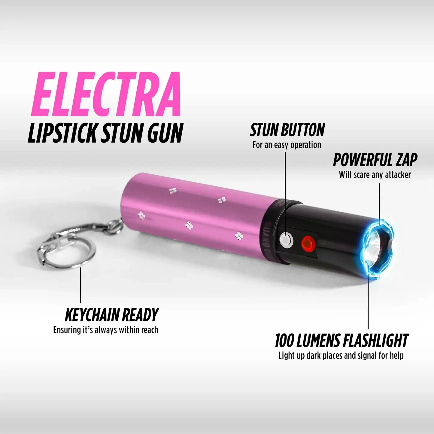 Lipstick-Shaped Self-Defense Device with 110 Lumen Flashlight & Keychain